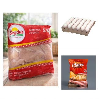Combo 1514: 5 KG de Suprema Soychú + 1 Maple de 30 Huevos N1 + 2,5 KG de Papas Fritas Pom Claire