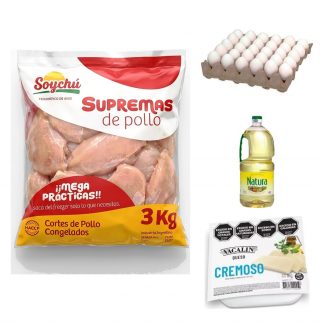 Combo 1521: 3 KG de Suprema Soychú IQF + 1 Maple de 30 Huevos N1 + Aceite de Girasol Natura 3 L + Queso Cremoso Vacalin 1 KG