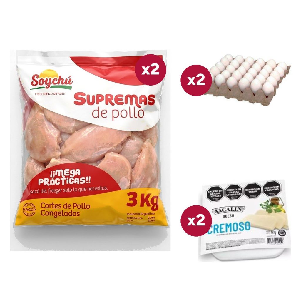 Combo 1531: 6 KG de Suprema Soychú IQF + 2 Maples de 30 Huevos N1 + 2 Quesos Cremosos Vacalin 1 KG