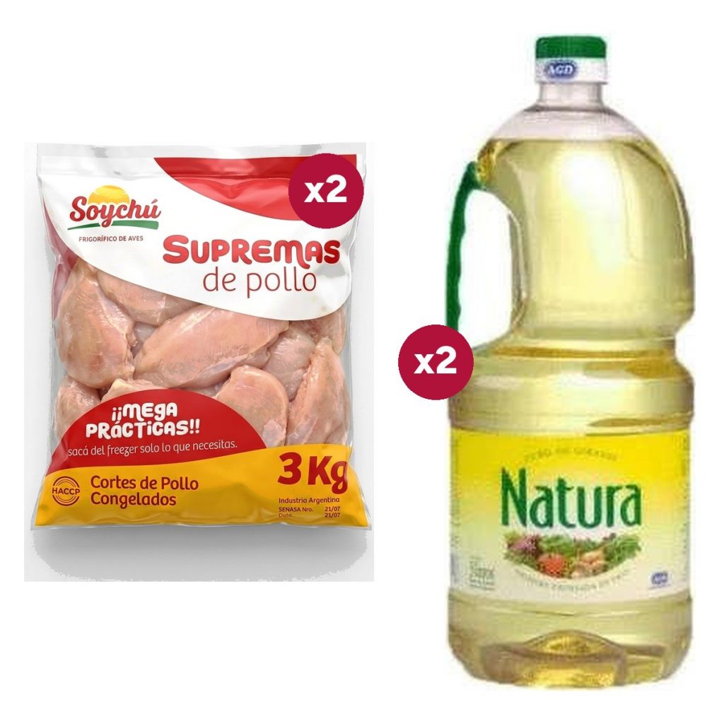 Combo 1532: 6 KG de Suprema Soychú IQF + 2 Aceites de Girasol Natura 3 L