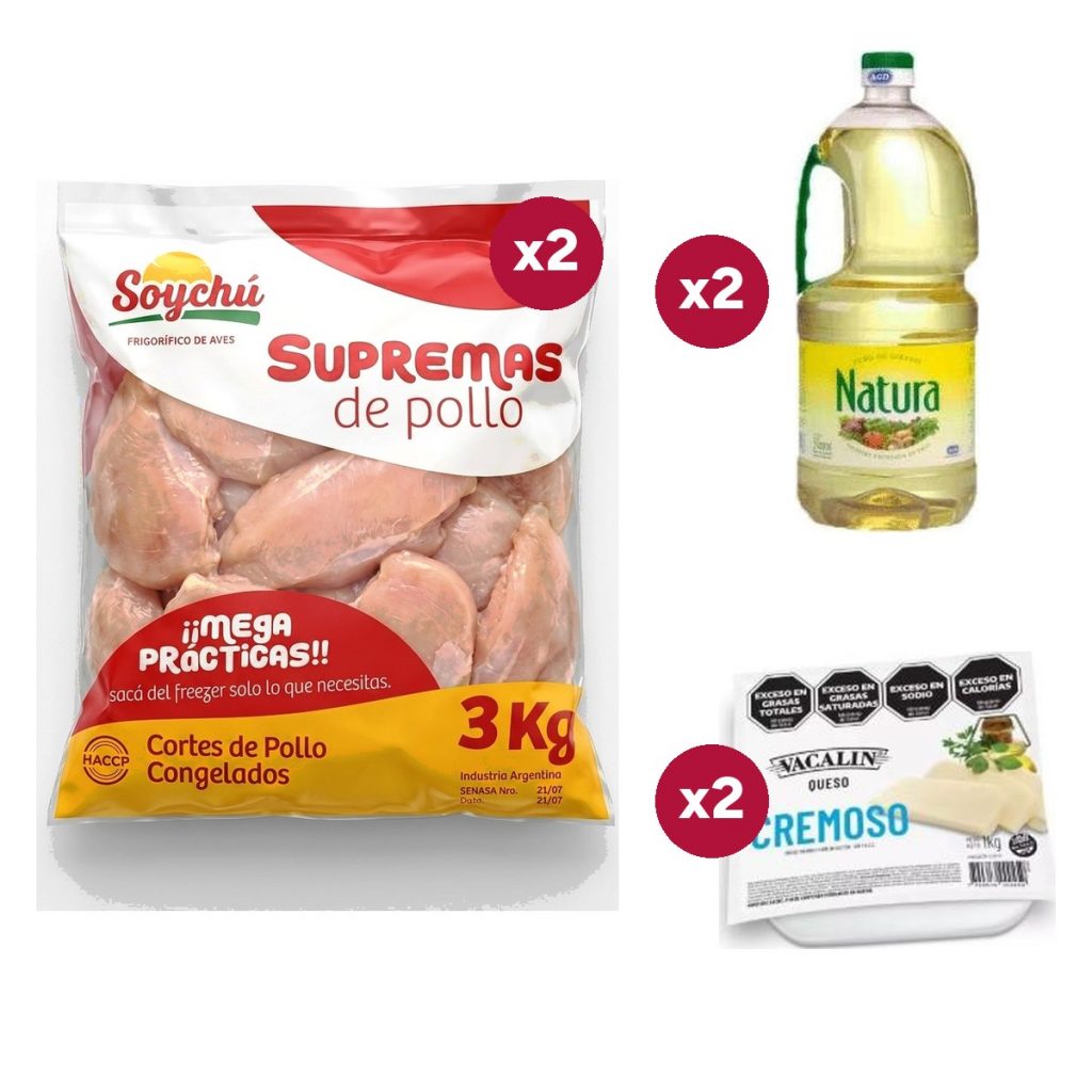 Combo 1534: 6 KG de Suprema Soychú IQF + 2 Aceites de Girasol Natura 3 L + 2 Quesos Cremosos Vacalin 1 KG