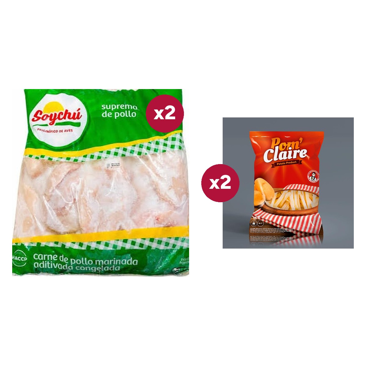 Combo 1538: 2 x 5 KG de Suprema Soychú Bolsa Verde + 2 x 2,5 KG de Papas Fritas Pom Claire
