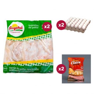 Combo 1539: 2 x 5 KG de Suprema Soychú Bolsa Verde + 2 Maples de 30 Huevos N1 + 2 x 2,5 KG de Papas Fritas Pom Claire