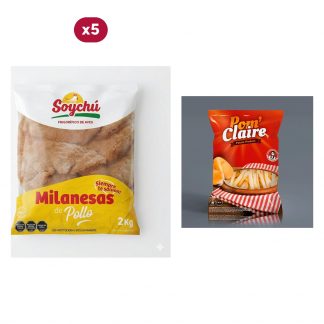 Combo 1561: 10 KG de Milanesas de Pollo Soychú + Papas Fritas Pom Claire 2,5 KG